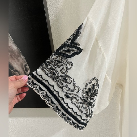 Twinset luxury Kaftano kimono/ top with fringes sequins - Picture 6 of 11